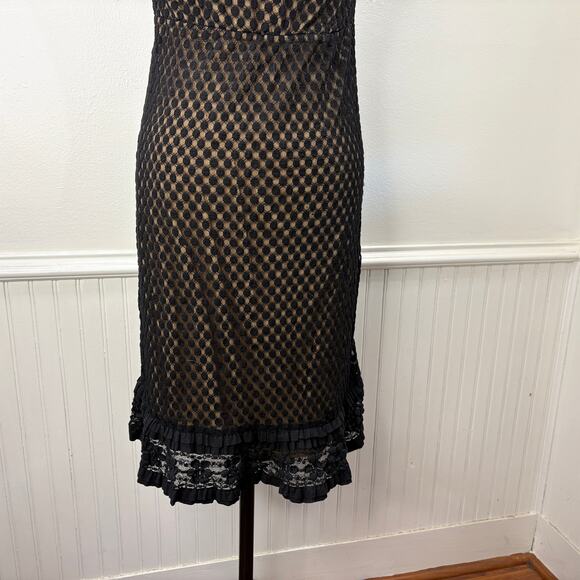 Max Studio Size S Babydoll Dress Y2K Sheer Mesh Black Polka Dot Whimsigoth - Picture 12 of 14
